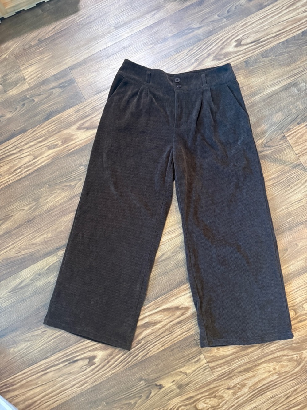 Corduroy Wide-Leg Pants in Brown